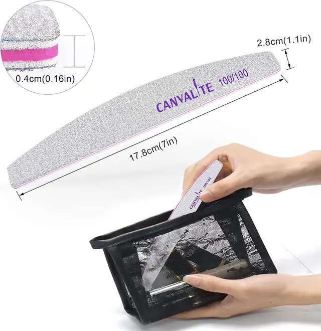 Alt view image 4 of 6 - Canvalite 10pcs 100 Grit Nail Files for Acrylic Nails Emery Board Nail Styling Tools for Home and Salon Use