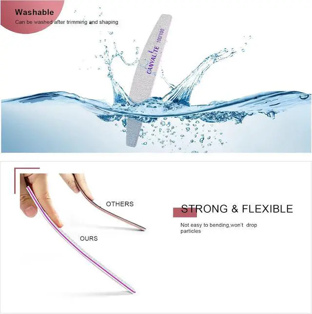 Alt view image 3 of 6 - Canvalite 10pcs 100 Grit Nail Files for Acrylic Nails Emery Board Nail Styling Tools for Home and Salon Use
