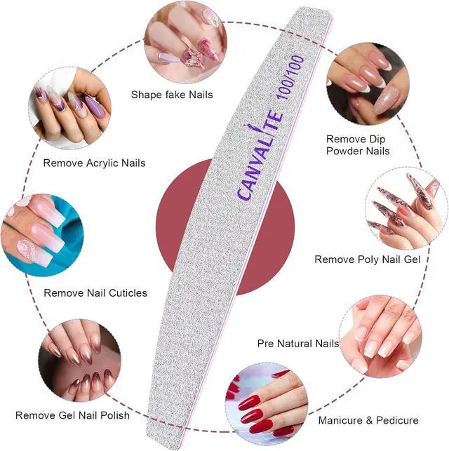 Alt view image 5 of 6 - Canvalite 10pcs 100 Grit Nail Files for Acrylic Nails Emery Board Nail Styling Tools for Home and Salon Use