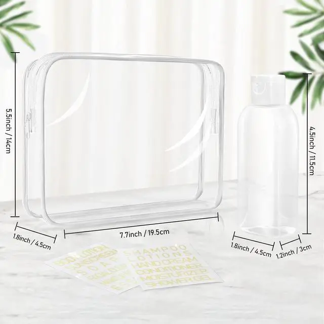 Alt view image 2 of 6 - 5 Pack Travel Bottles for Toiletries, 3.4oz TSA Approved Travel Containers | Leak Proof Refillable Travel Accessories for Shampoo Conditioner, Plastic Travel Bottles with Toiletry Bag and Label
