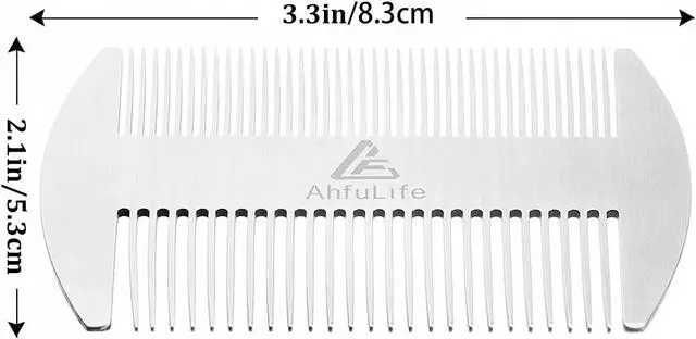 Alt view image 3 of 7 - AhfuLife Metal Hair&Beard Comb - EDC Credit Card Size Comb Perfect for Wallet and Pocket - Anti-Static Dual Action Beard Combs - Presented in Gift Box (Stainless Steel Combs)