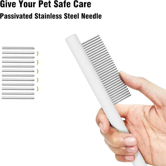Alt view image 4 of 7 - Cat comb dog comb, Pet Comb for Grooming Logh Haired Dog and Cat Comb, Removes and Prevents Matted Fur Brush, Stainless Steel Teeth Grooming Comb for Pet Cleaning Styling Hair