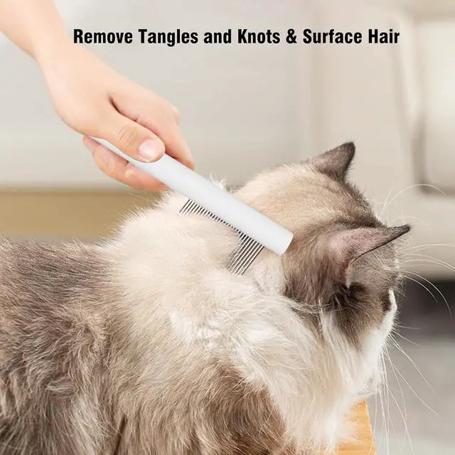 Alt view image 6 of 7 - Cat comb dog comb, Pet Comb for Grooming Logh Haired Dog and Cat Comb, Removes and Prevents Matted Fur Brush, Stainless Steel Teeth Grooming Comb for Pet Cleaning Styling Hair