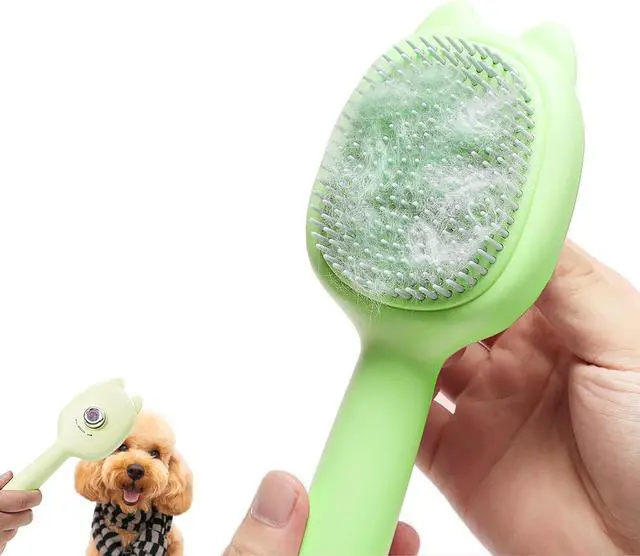 Main image of Self-Cleaning Dog Brush for Small Breeds (Green) | Adjustable Bristle Grooming Tool for Puppies, Yorkies, Shih Tzus, Maltipoos & Malteses