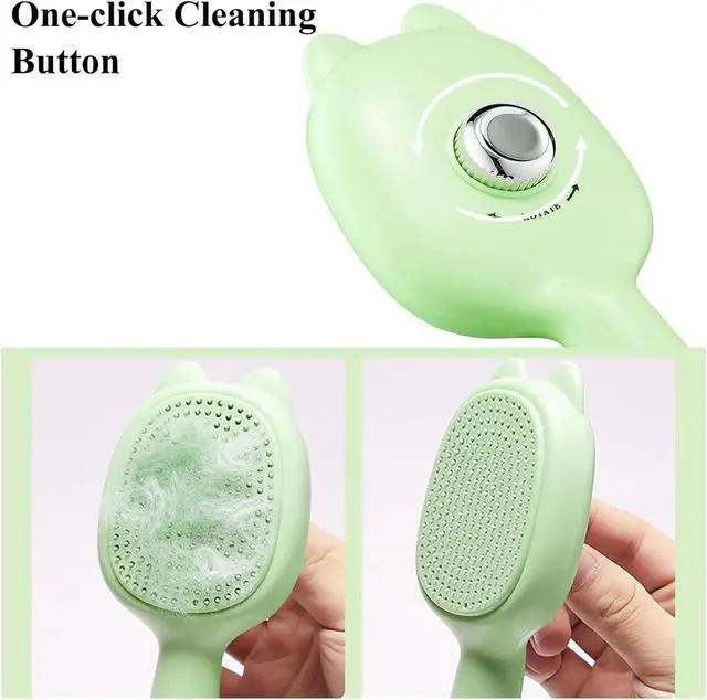 Alt view image 3 of 7 - Self-Cleaning Dog Brush for Small Breeds (Green) | Adjustable Bristle Grooming Tool for Puppies, Yorkies, Shih Tzus, Maltipoos & Malteses