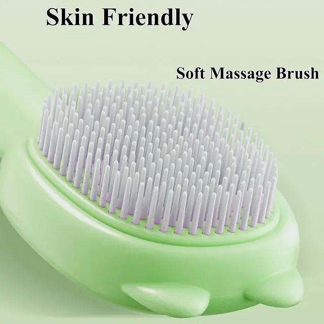 Alt view image 4 of 7 - Self-Cleaning Dog Brush for Small Breeds (Green) | Adjustable Bristle Grooming Tool for Puppies, Yorkies, Shih Tzus, Maltipoos & Malteses