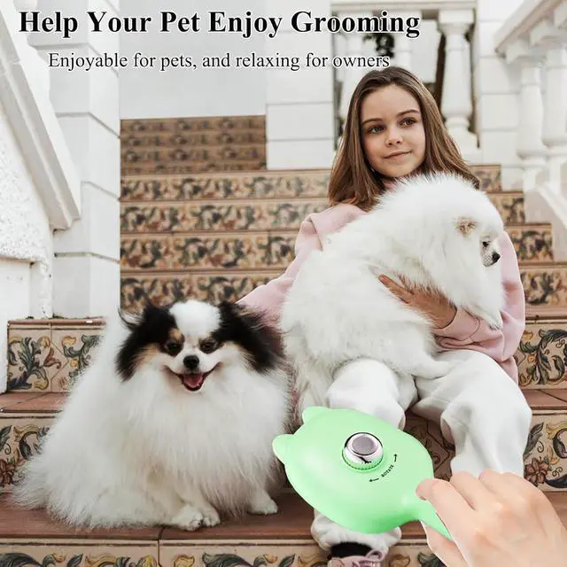 Alt view image 6 of 7 - Self-Cleaning Dog Brush for Small Breeds (Green) | Adjustable Bristle Grooming Tool for Puppies, Yorkies, Shih Tzus, Maltipoos & Malteses