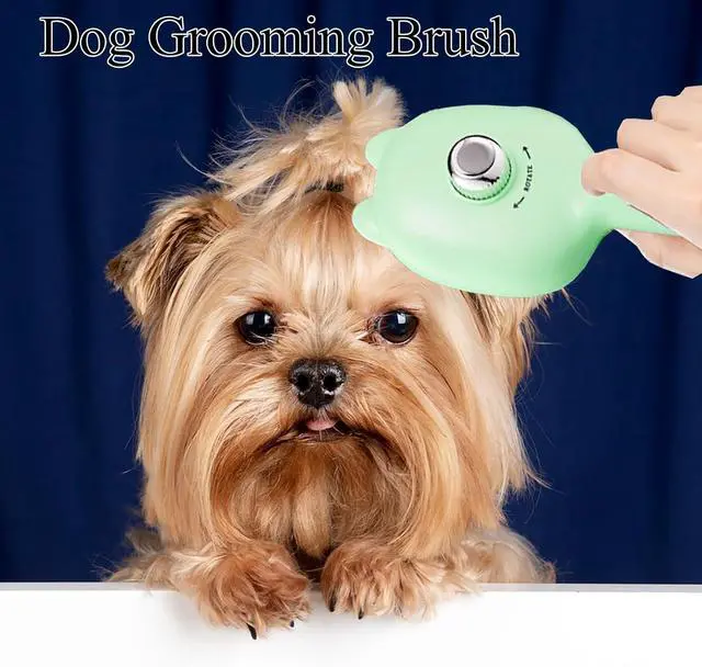 Alt view image 7 of 7 - Self-Cleaning Dog Brush for Small Breeds (Green) | Adjustable Bristle Grooming Tool for Puppies, Yorkies, Shih Tzus, Maltipoos & Malteses