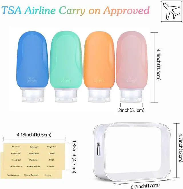 Alt view image 2 of 7 - Morfone Travel Bottles 4Pack Leak Proof Silicone, Refillable for Toiletries | BPA-free & odorless | Wide mouth for easy filling | For shampoo, lotion & more | Cruise & flight essential