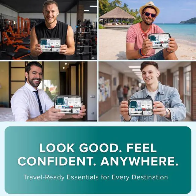 Alt view image 6 of 7 - 12-Piece Mens Travel Toiletry Kit Premium Brand-Name Travel Toiletries | TSA Approved Travel Essentials with Shampoo, Body Wash, Shaving Cream, Deodorant & Oral Care in Clear Bag