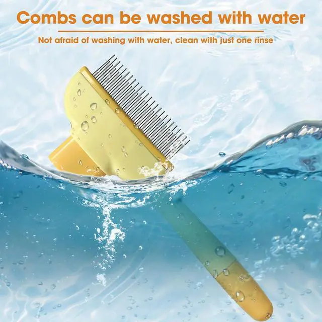 Alt view image 4 of 7 - Cat Hair Brush & Dog Brush, Deshedding Brush for Long or Short Haired Pets, Removes Loose Fur, Durable Stainless Steel & ABS Design (yellow)