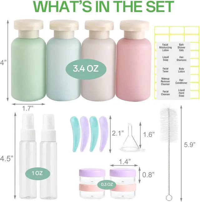 Alt view image 2 of 7 - 18 Pack Travel Bottles for Toiletries Leak Proof | Refillable, Plastic Travel Containers, BPA Free, Travel Essentials, for Shampoo Conditioner Lotion Liquids