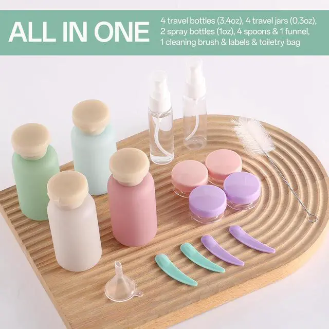 Alt view image 4 of 7 - 18 Pack Travel Bottles for Toiletries Leak Proof | Refillable, Plastic Travel Containers, BPA Free, Travel Essentials, for Shampoo Conditioner Lotion Liquids