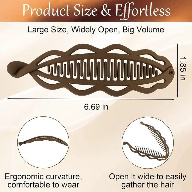 Alt view image 2 of 7 - 6.69" Large Flat Banana Clip for Thick Heavy Curly Hair, Ergonomic Matte Volumizing Clean Hairstyles Women Faux Locs, Lay Down Strong Grip Voluminous Ponytail Bun French Twist Accessories