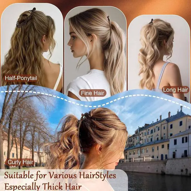 Alt view image 5 of 7 - 6.69" Large Flat Banana Clip for Thick Heavy Curly Hair, Ergonomic Matte Volumizing Clean Hairstyles Women Faux Locs, Lay Down Strong Grip Voluminous Ponytail Bun French Twist Accessories