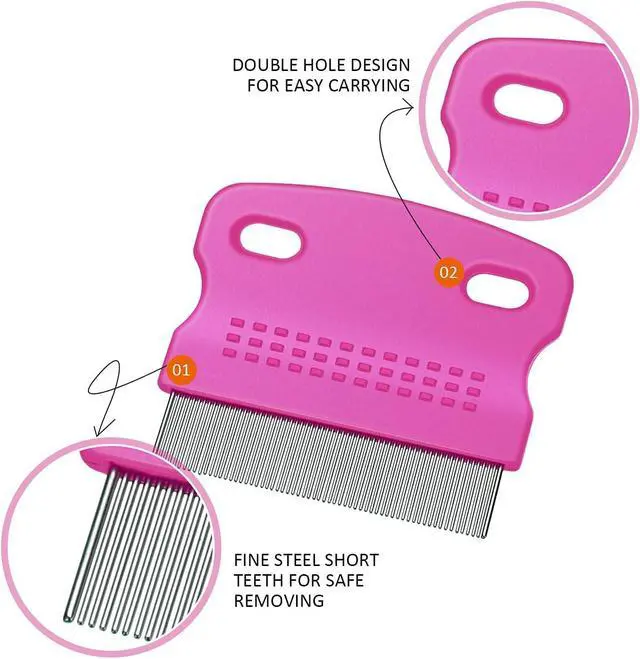 Alt view image 3 of 7 - Boao 6 Pack Flea Comb Pet,White, Yellow, Green, Purple, Orange, Dark Blue | Stainless Steel Rounded Teeth, Double Sided Design, Lice Remover, Tear Stain Tool, Dematting Brush for Cats Dogs Grooming