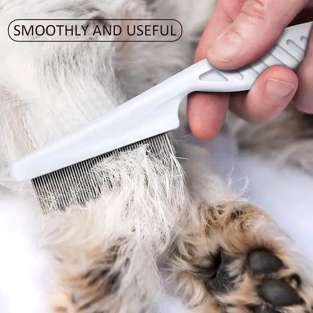 Alt view image 7 of 7 - Boao 6 Pack Flea Comb Pet,White, Yellow, Green, Purple, Orange, Dark Blue | Stainless Steel Rounded Teeth, Double Sided Design, Lice Remover, Tear Stain Tool, Dematting Brush for Cats Dogs Grooming