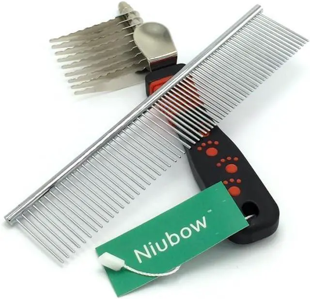 Alt view image 2 of 3 - Pet Grooming Tools: Stainless Steel Comb + Dematting Comb | Great Pet Dog Cat Fur Grooming Tool for Mats & Tangles Shedding