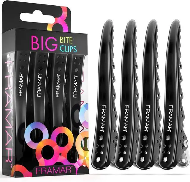 Main image of Framar Black Hair Clips Metal, Professional Hair Clip For Styling 4 Pack | Hair Clips For Women Styling, Metal Clips For Hair, Extra Strong With No Slip