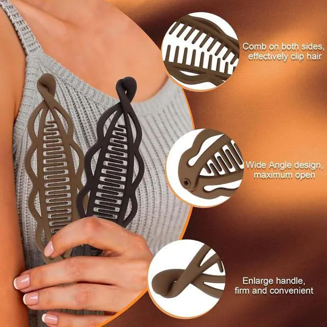 Alt view image 7 of 7 - 6.69" Large Flat Banana Clip for Thick Heavy Curly Hair, Ergonomic Matte Volumizing Clean Hairstyles Women Faux Locs, Lay Down Strong Grip Voluminous Ponytail Bun French Twist Accessories
