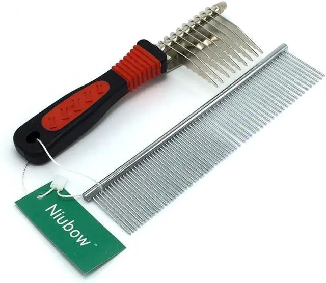 Alt view image 3 of 3 - Pet Grooming Tools: Stainless Steel Comb + Dematting Comb | Great Pet Dog Cat Fur Grooming Tool for Mats & Tangles Shedding
