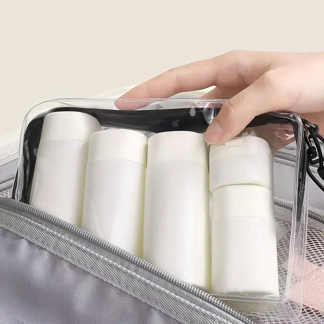Alt view image 4 of 7 - Travel Bottles for Toiletries, 5 Pack Travel Size Containers, TSA Approved Leak Proof - Silicone Toiletry Containers with Clear Bag for Shampoo, Conditioner & Lotion, Travel Essentials