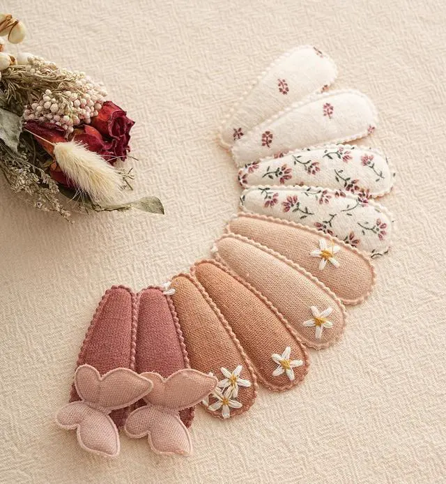 Alt view image 7 of 7 - Fancy Clouds 20 Pack Baby Hair Clips for Girls Toddler,Neutral Fabric Snap Clips Pins With Embroidery Daisy Flower Butterfly,Handmade Hair Accessories Barrettes for School Age Kids Children Gifts