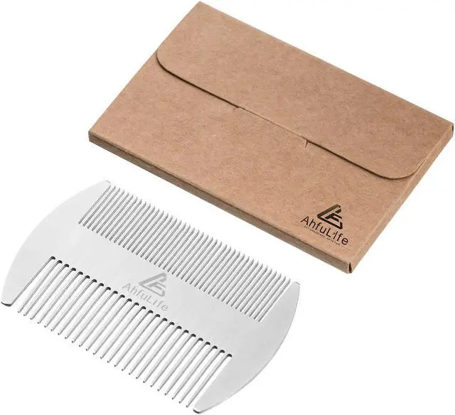 Alt view image 7 of 7 - AhfuLife Metal Hair&Beard Comb - EDC Credit Card Size Comb Perfect for Wallet and Pocket - Anti-Static Dual Action Beard Combs - Presented in Gift Box (Stainless Steel Combs)