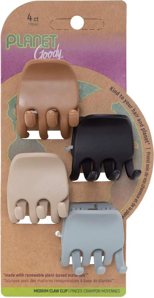 Main image of GOODY Planet Heritage Medium Claw Clips - 4-Pack, Assorted Neutral Colors- For Easily Pulling Up Your Hair - Pain-Free Hair Accessories For Women, Men, Boys & Girls
