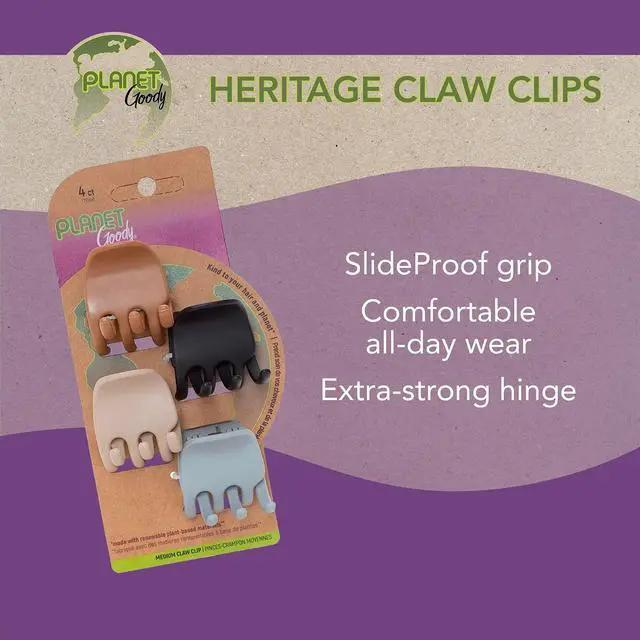 Alt view image 2 of 5 - GOODY Planet Heritage Medium Claw Clips - 4-Pack, Assorted Neutral Colors- For Easily Pulling Up Your Hair - Pain-Free Hair Accessories For Women, Men, Boys & Girls
