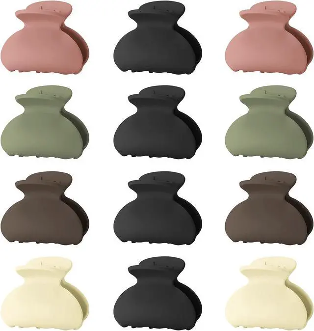 Main image of 12 Pack Small Hair Claw Clips for Women Thin Fine Short Hair, 1.5 Inch Lolalet Cute Medium Size Jaw Clips Acrylic No Slip Hair Clamps Mini for Girls Kids -Style B