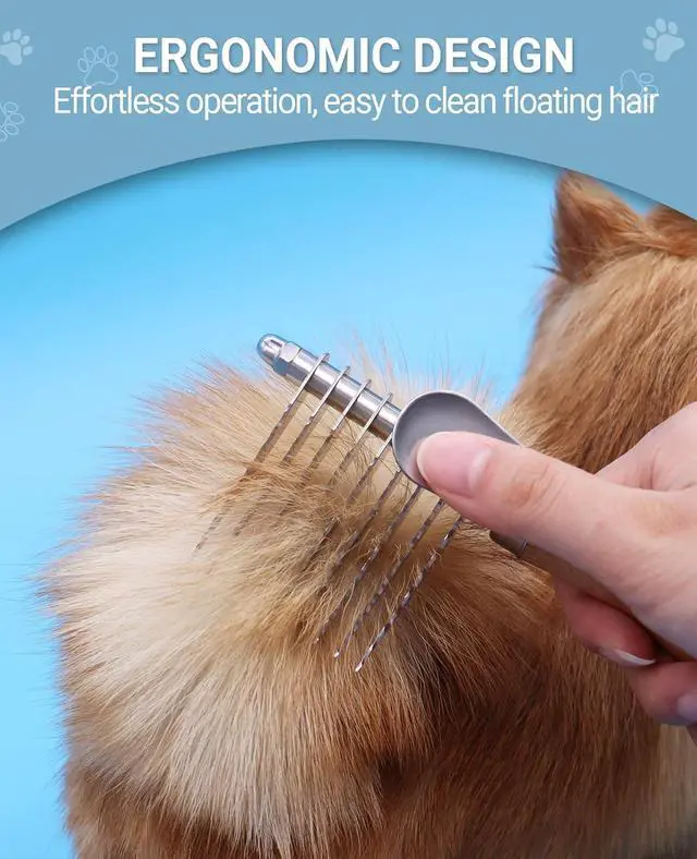 Alt view image 5 of 7 - Dematting Comb for Dogs, Dematting Tool for Dogs & Cats - Serrated Matted Hair Removal Brush - Easily Remove Knots, Mats and Tangles - Designed for Wavy & Curly Coats