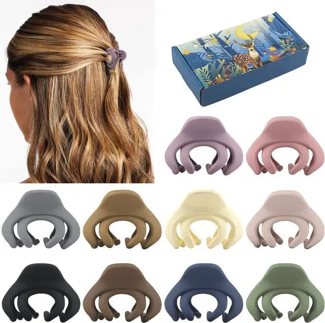 Main image of Small Hair Clips for Women Girls Kids, Tiny Hair Claw Clips for Thin/Medium Thick Hair, 1.5 Inch Mini Hair Jaw Clips Matte Octopus Clip Nonslip Spider Clip with Gift Box (Pack of 10 Colors)