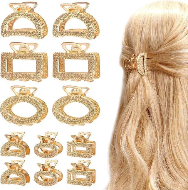 Main image of 12 Pack Metals Mini Hair Clips for Women Mom Wife Daughter | Medium Hair Claw Clips for Long Hair,Small Cute Gifts for Female Girls Girlfriends with Thick Hair or Thin Hair