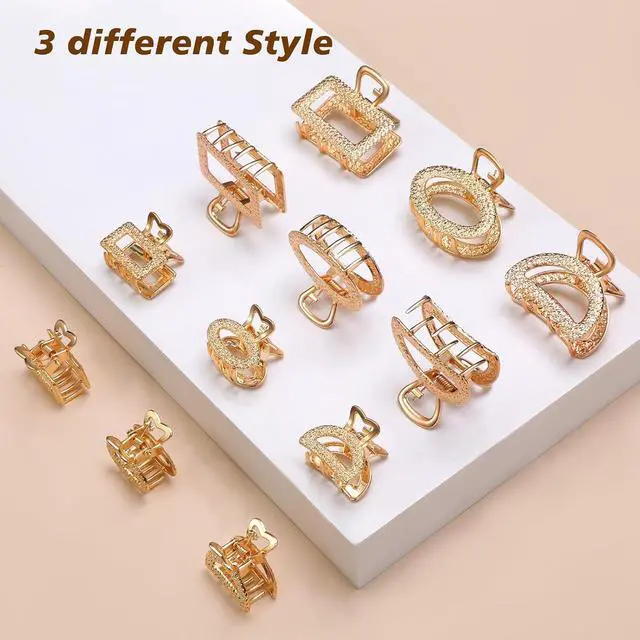 Alt view image 3 of 7 - 12 Pack Metals Mini Hair Clips for Women Mom Wife Daughter | Medium Hair Claw Clips for Long Hair,Small Cute Gifts for Female Girls Girlfriends with Thick Hair or Thin Hair