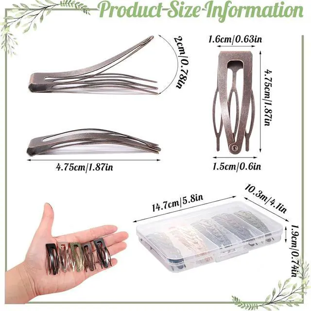Alt view image 2 of 6 - 40Pcs Snap Hair Clips, 2-in Metal Barrettes For Women Girls, 5 Matte Colors | Storage Box, Double-grip Non Slip Hair Pins for Styling Fine Thin Short Hair Accessories Gifts