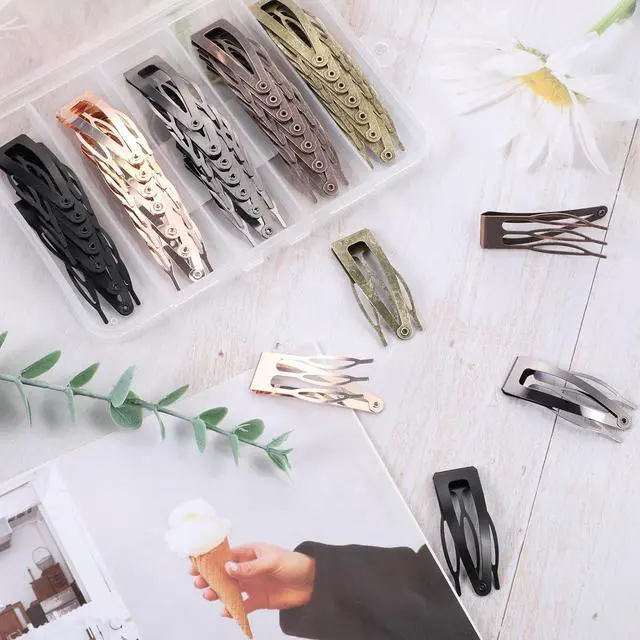 Alt view image 5 of 6 - 40Pcs Snap Hair Clips, 2-in Metal Barrettes For Women Girls, 5 Matte Colors | Storage Box, Double-grip Non Slip Hair Pins for Styling Fine Thin Short Hair Accessories Gifts