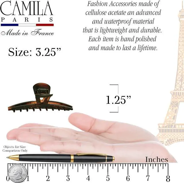 Alt view image 3 of 7 - Camila Paris CP2623 French Hair Clip for Women, Narrow, Strong Hold Grip Double Teeth Girls Hair Claw Clips Jaw, Fashion Durable Styling Hair Accessories for Women, Made in France