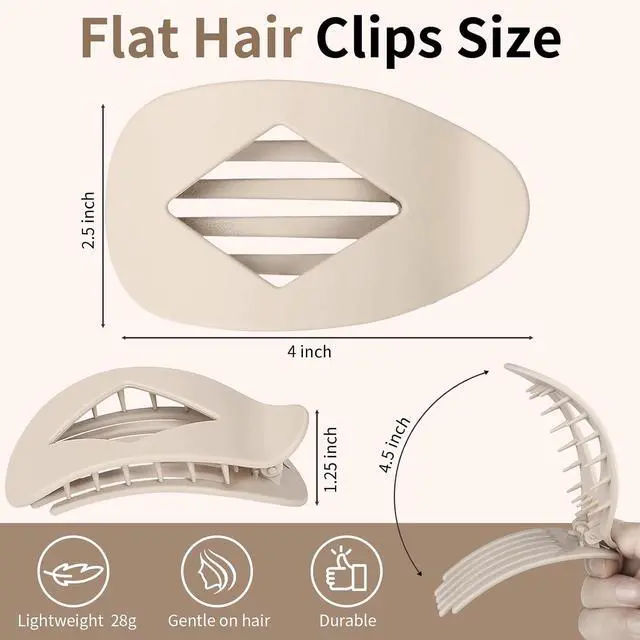 Alt view image 2 of 6 - CHANDAT 10 PCS French Flat Hair Clips for Women Basic | 4.2 Inch Large Matte No-Slip Claw Clips for Long/Short Hair, Strong Hold Rhombus Hair Accessories, Commuting & Everyday Wear