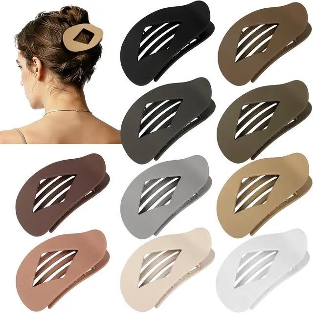 Main image of CHANDAT 10 PCS French Flat Hair Clips for Women Basic | 4.2 Inch Large Matte No-Slip Claw Clips for Long/Short Hair, Strong Hold Rhombus Hair Accessories, Commuting & Everyday Wear