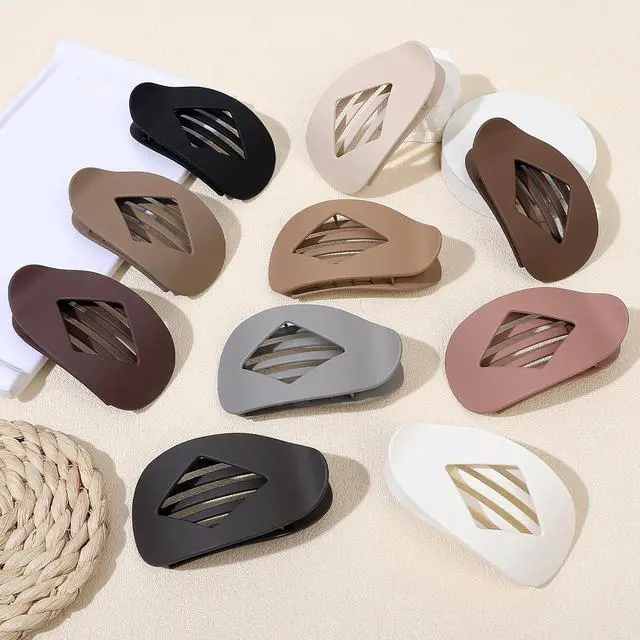 Alt view image 4 of 6 - CHANDAT 10 PCS French Flat Hair Clips for Women Basic | 4.2 Inch Large Matte No-Slip Claw Clips for Long/Short Hair, Strong Hold Rhombus Hair Accessories, Commuting & Everyday Wear