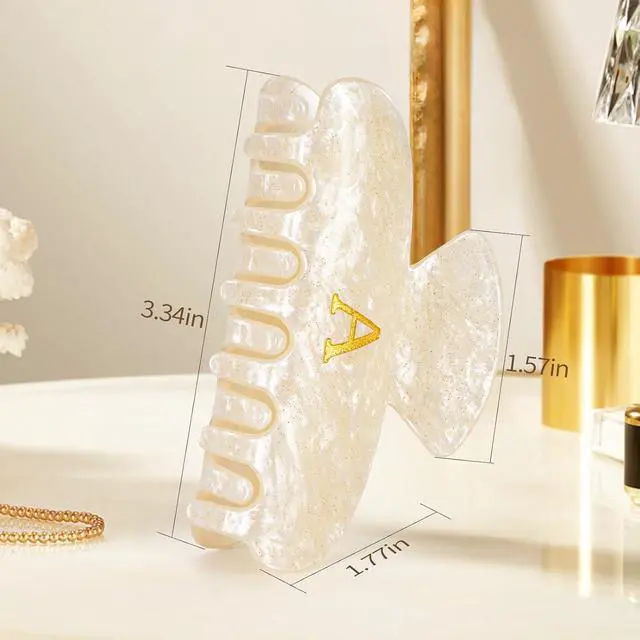 Alt view image 6 of 7 - Gifts for Women Teen Girls,Medium Initial Hair Clips - Gold,M | Personalized Strong Hold Claw Clips Great for Updo,Half Up Hairstyle Daily Hair Accessories,Birthday Bridesmaid Gift