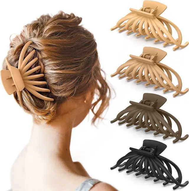Main image of OPAUL Hair Clips for Thick Hair, 4 Pack - Extra Large Hair Claw Clips for Women, 4.75" Hair Accessories for Women Girls Gifts, Neutral 4 Colors: Blonde, Caramel, Chestnut, Black