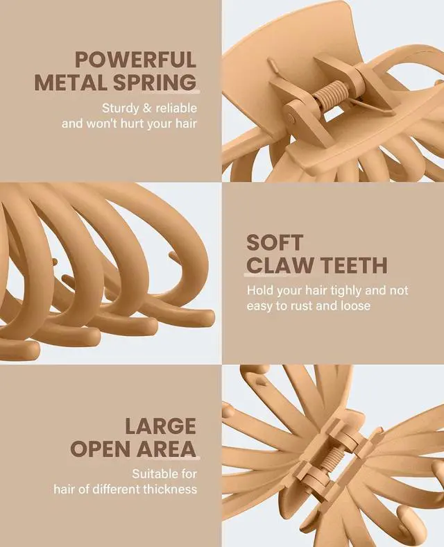 Alt view image 3 of 7 - OPAUL Hair Clips for Thick Hair, 4 Pack - Extra Large Hair Claw Clips for Women, 4.75" Hair Accessories for Women Girls Gifts, Neutral 4 Colors: Blonde, Caramel, Chestnut, Black