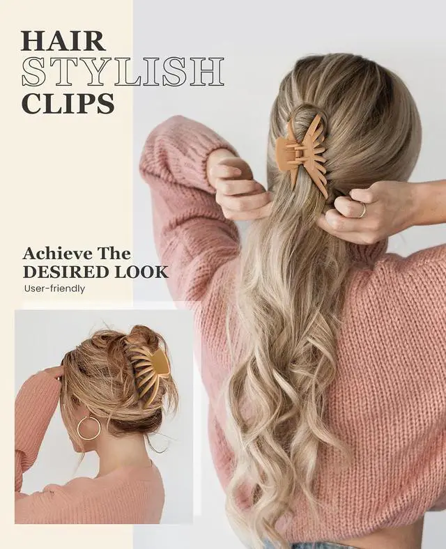Alt view image 2 of 7 - OPAUL Hair Clips for Thick Hair, 4 Pack - Extra Large Hair Claw Clips for Women, 4.75" Hair Accessories for Women Girls Gifts, Neutral 4 Colors: Blonde, Caramel, Chestnut, Black