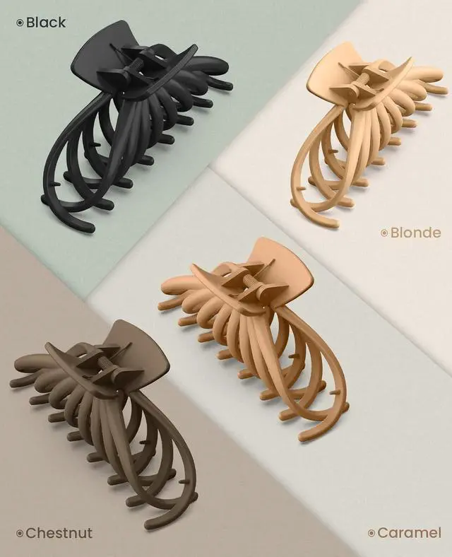 Alt view image 6 of 7 - OPAUL Hair Clips for Thick Hair, 4 Pack - Extra Large Hair Claw Clips for Women, 4.75" Hair Accessories for Women Girls Gifts, Neutral 4 Colors: Blonde, Caramel, Chestnut, Black