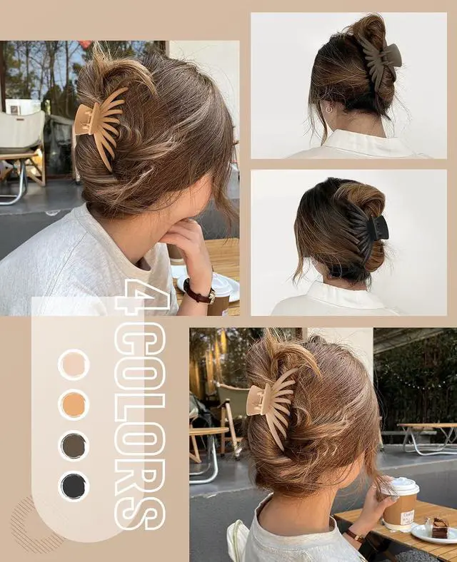 Alt view image 5 of 7 - OPAUL Hair Clips for Thick Hair, 4 Pack - Extra Large Hair Claw Clips for Women, 4.75" Hair Accessories for Women Girls Gifts, Neutral 4 Colors: Blonde, Caramel, Chestnut, Black