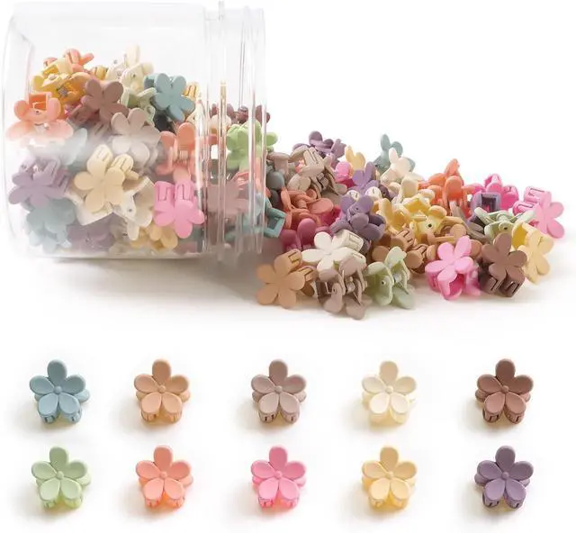 Main image of Mini Flower Hair Clips 100Pcs, Small Hair Clips Mini Claw Clips Cute Jaw Clips Hair Pins Hair Barrettes Hair Accessories for Women Girls Kids Teens