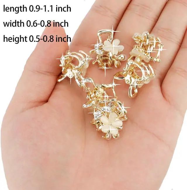 Alt view image 4 of 7 - Small Hair Claw Clips, Opal Rhinestone Hair Clamps, Grip Crystals for Thick, Thin, Long or Short Hair