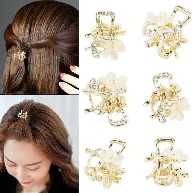 Alt view image 3 of 7 - Small Hair Claw Clips, Opal Rhinestone Hair Clamps, Grip Crystals for Thick, Thin, Long or Short Hair